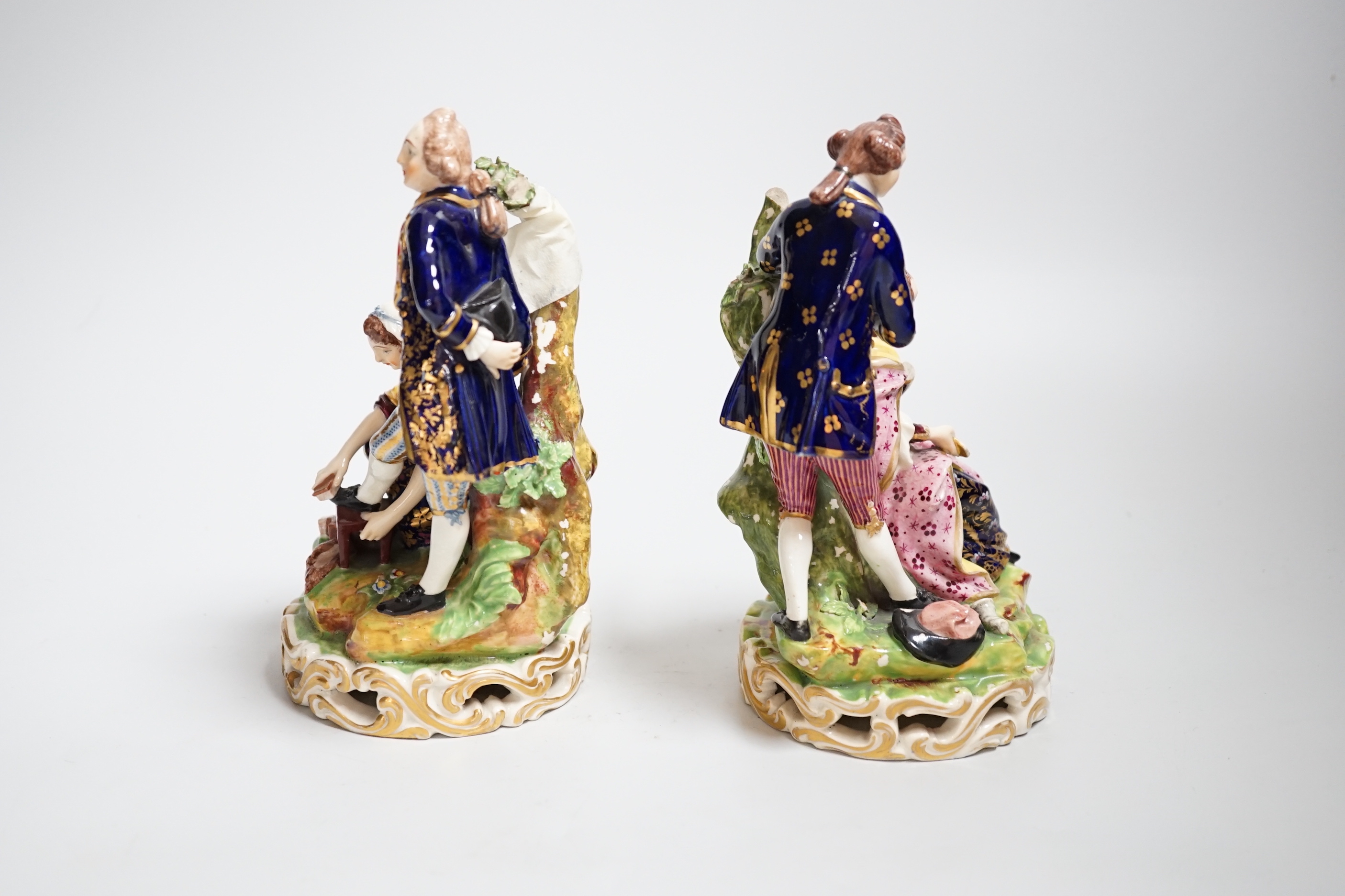 A pair of Bloor Derby figure groups, c.1830, 18cm